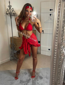 Frilly Ruffle Red Sarong