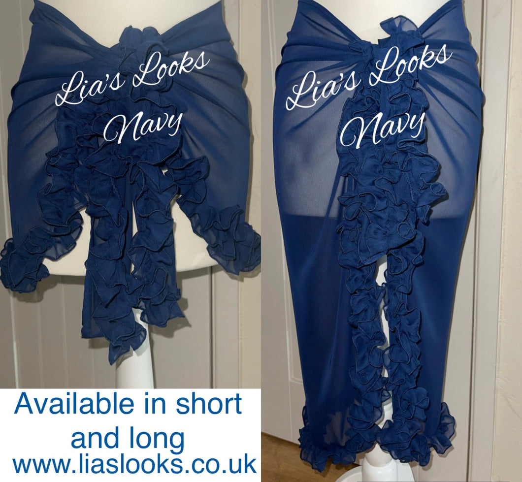 Frilly Ruffle Navy Sarong