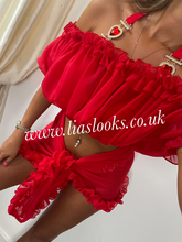 Load image into Gallery viewer, Frilly Ruffle Red Sarong

