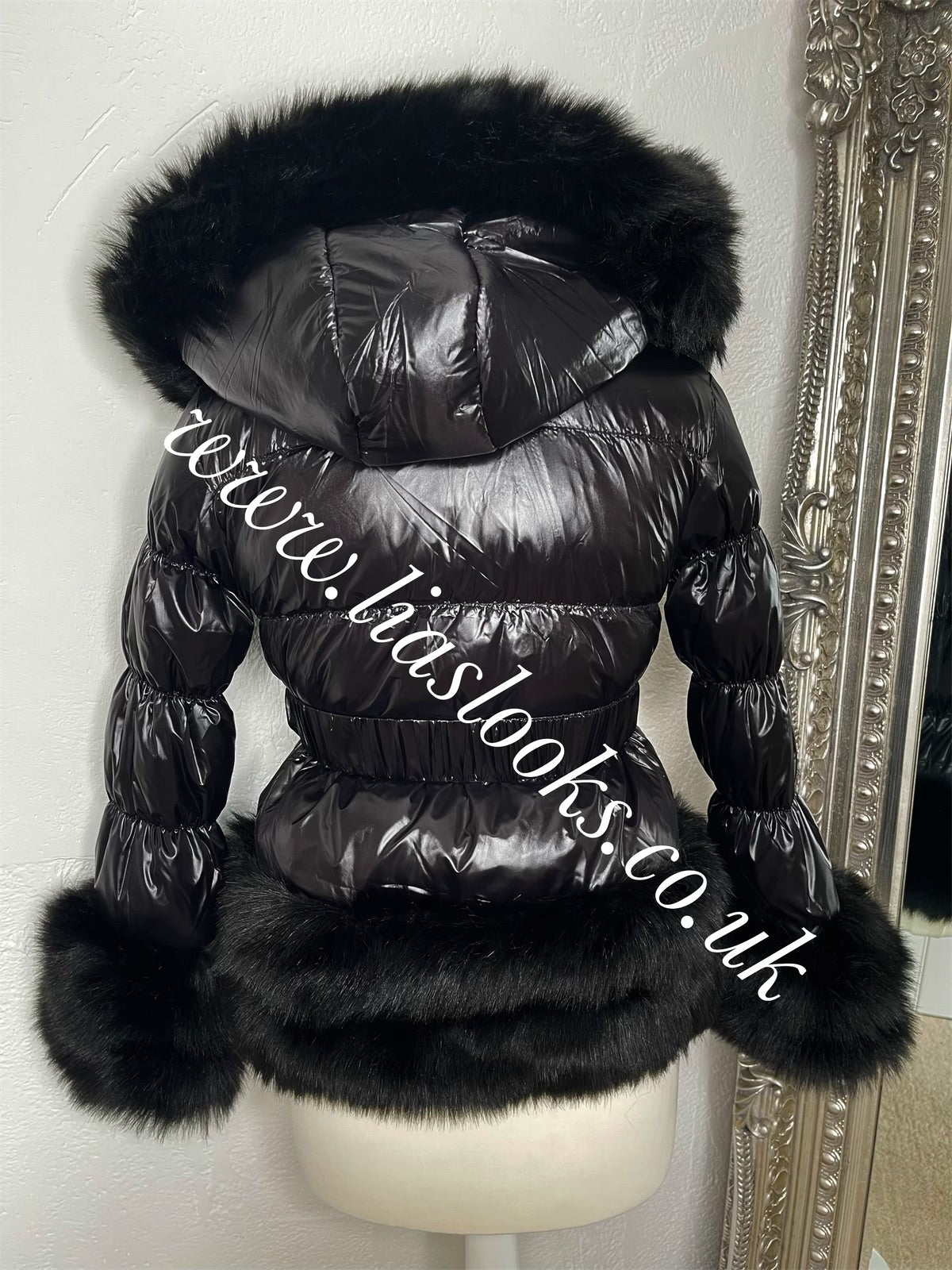 Childrens black fur coat top