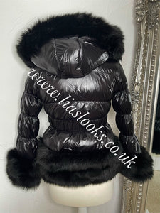 CHILDREN’S - Ebony Black Romani Coat (Faux Fur)