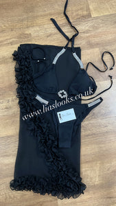 Frilly Ruffle Black Sarong