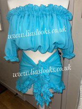 Load image into Gallery viewer, Frilly Ruffle Aqua Blue Sarong
