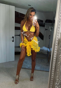 Frilly Ruffle Yellow Sarong