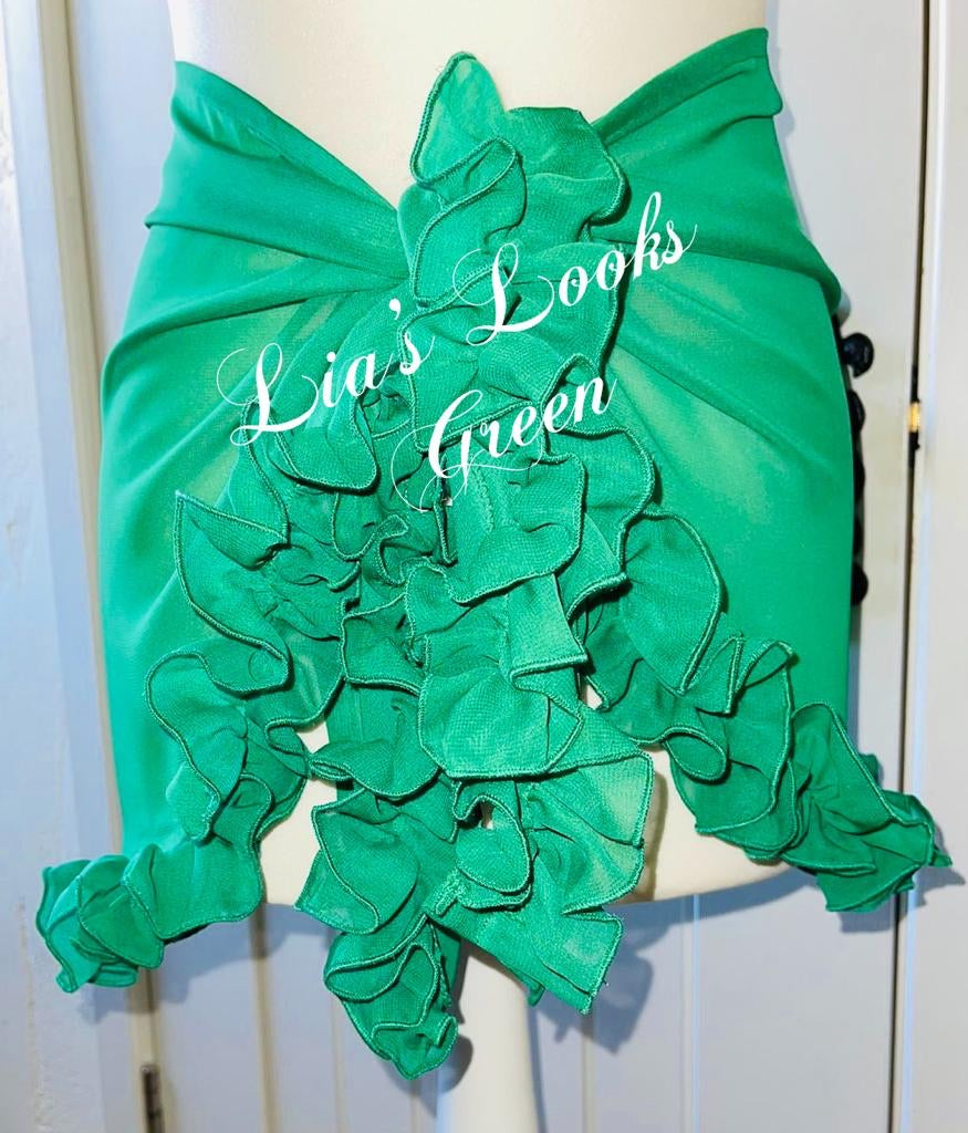 Frilly Ruffle Emerald Green Sarong