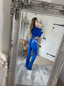Royal Blue Faux Leather Trousers (CLEARANCE)