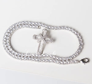 Bling Cross Necklace with Tennis Chain
