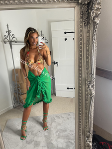 Frilly Ruffle Emerald Green Sarong