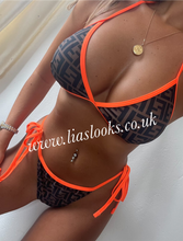 Load image into Gallery viewer, Orange/Brown/Black Bikini
