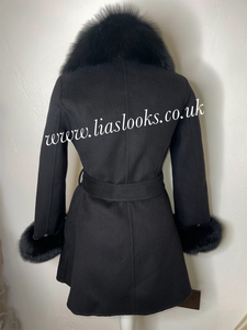 Jet Black Wool & Cashmere Coat