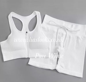 Pure White Ribbed Short Set (PREMIUM COLLECTION)