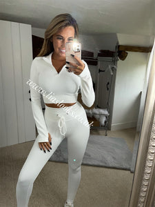 Pure White Ribbed Lounge Set (PREMIUM COLLECTION) CLEARANCE