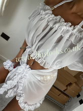 Load image into Gallery viewer, Frilly Ruffle White Sarong
