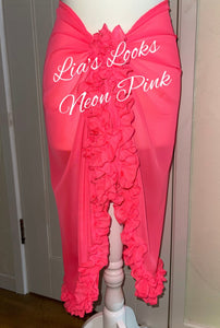Frilly Ruffle Neon Pink Sarong