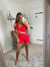 Load image into Gallery viewer, Bright Red Ribbed Short Set (PREMIUM COLLECTION)
