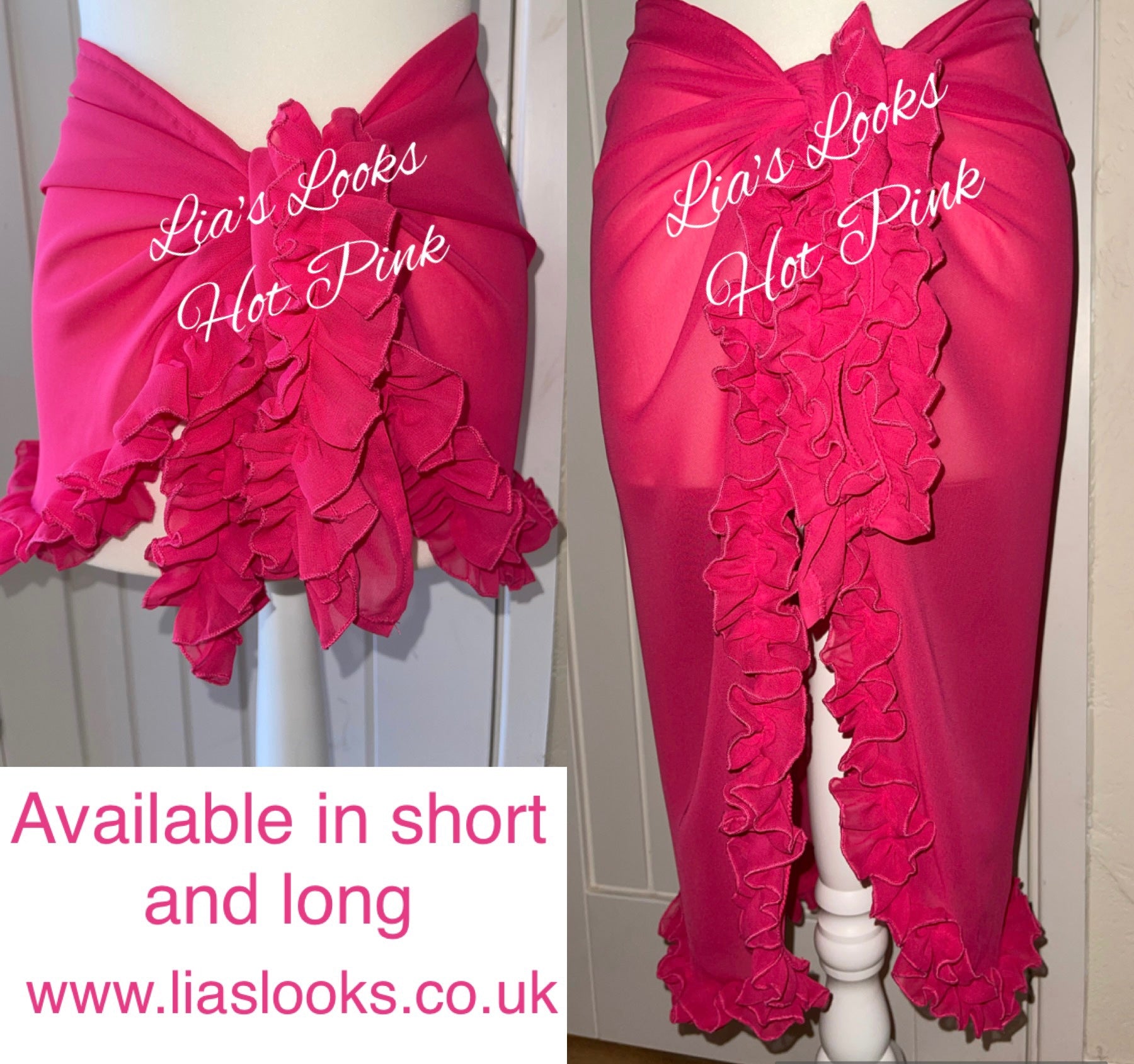 Frilly Ruffle Hot Pink Sarong