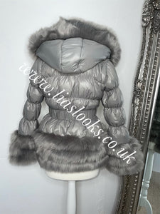 Silver Grey Romani Coat (Faux Fur)