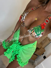 Load image into Gallery viewer, Frilly Ruffle Neon Green Sarong
