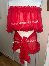 Load image into Gallery viewer, Frilly Ruffle Red Sarong
