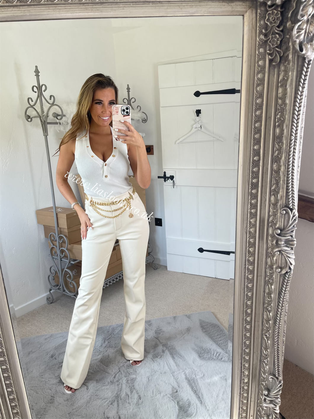 Cream Faux Leather Trousers (CLEARANCE)
