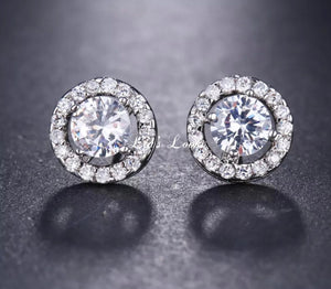 Small Bling Tennis Stud Earrings (Silver)