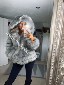 Silver Grey Romani Coat (Faux Fur)