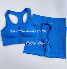 Load image into Gallery viewer, Royal Blue Ribbed Short Set (PREMIUM COLLECTION)
