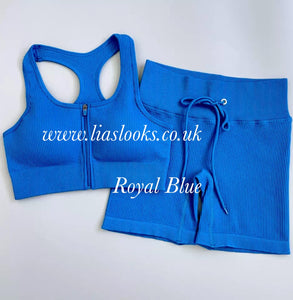 Royal Blue Ribbed Short Set (PREMIUM COLLECTION)