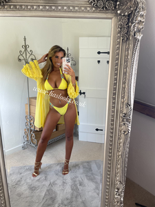 Lemon Rhinestone Gold Chain Bikini