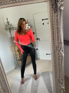 Black Leather Look Leggings (CLEARANCE)