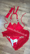 Load image into Gallery viewer, Frilly Ruffle Red Sarong
