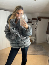 Load image into Gallery viewer, Charcoal Grey Romani Coat (Faux Fur)
