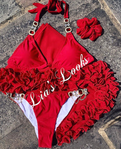 Frilly Ruffle Red Sarong