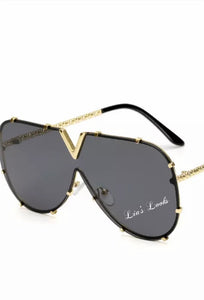 Black/Gold Oversized Sunglasses