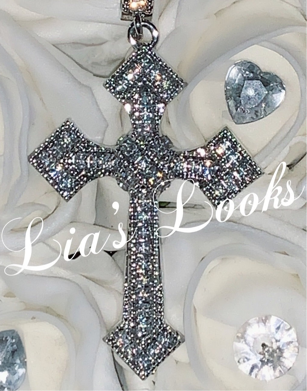 Silver Infinity Rhinestone Cross Necklace, Womens Religious Baptism Necklace  - Etsy