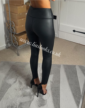 Load image into Gallery viewer, Black Leather Look Leggings (CLEARANCE)
