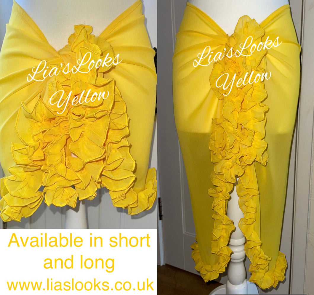 Frilly Ruffle Yellow Sarong