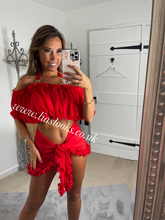 Load image into Gallery viewer, Frilly Ruffle Red Sarong
