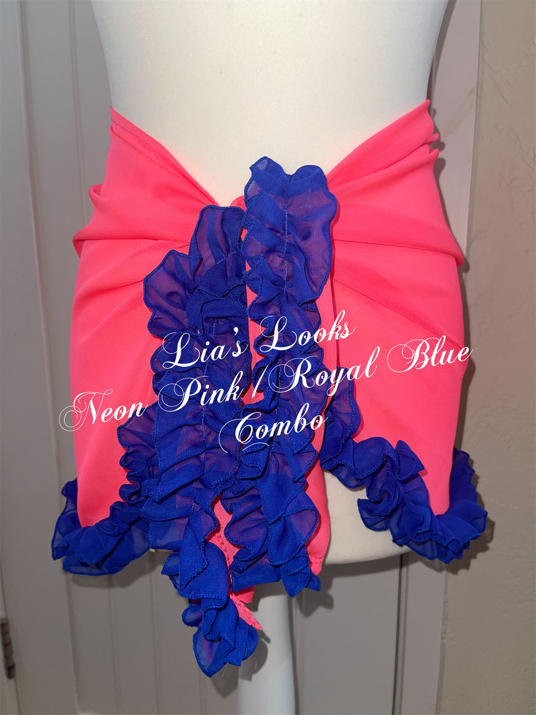 Frilly Ruffle Neon Pink/Royal Blue Combo Sarong