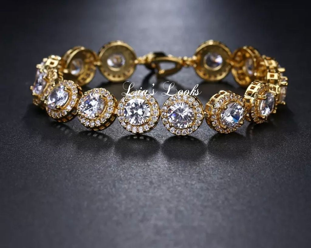 Bling Tennis Chain Bracelet (Gold)