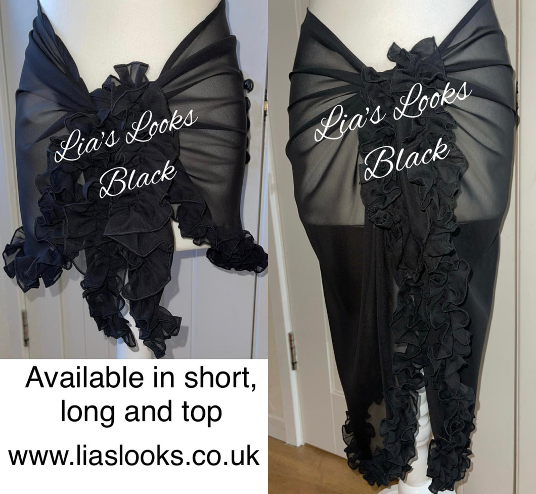 Frilly Ruffle Black Sarong