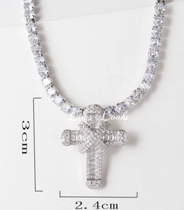 Bling Cross Necklace with Tennis Chain