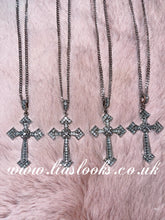 Load image into Gallery viewer, Large Bling Cross Necklace (Silver)
