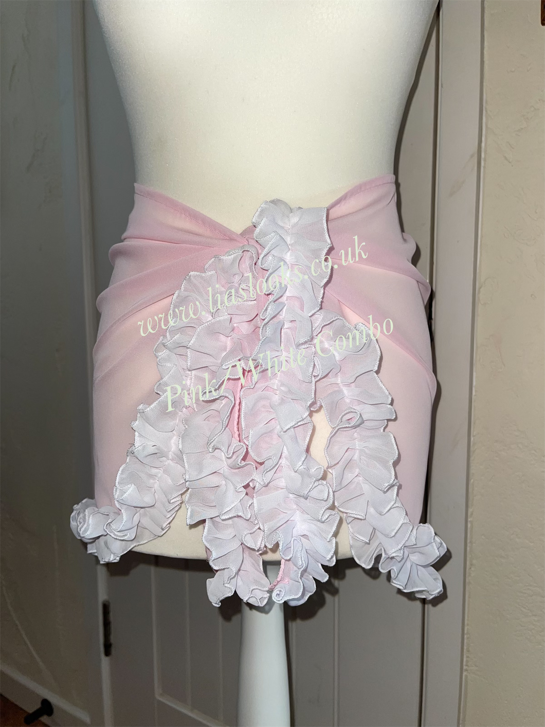 Frilly Ruffle Pink/White Combo Sarong