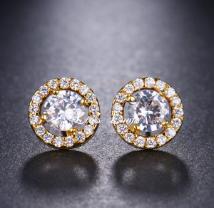 Small Bling Tennis Stud Earrings (Gold)