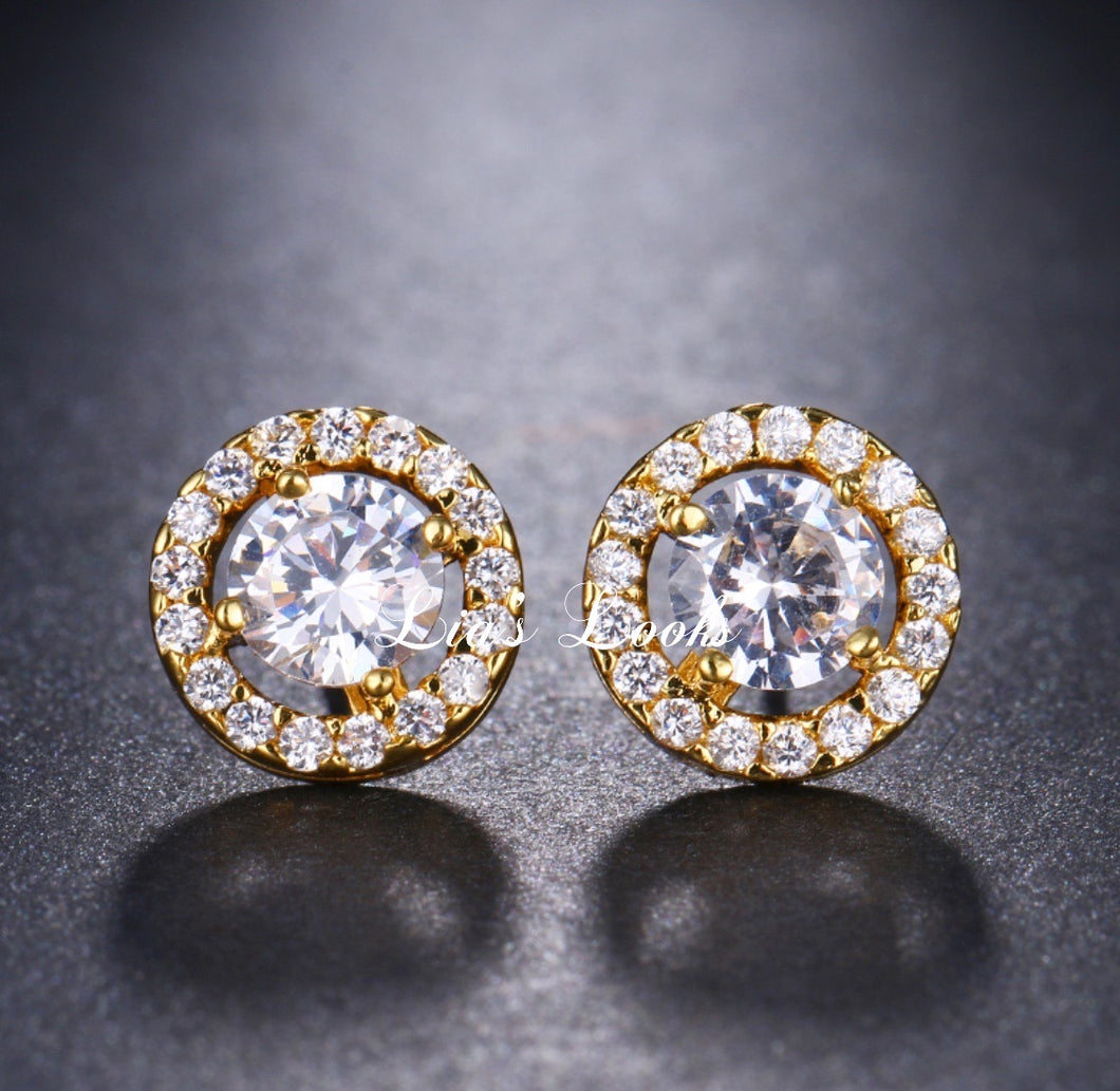 Small Bling Tennis Stud Earrings (Gold)