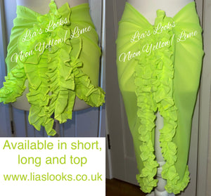 Frilly Ruffle Neon Yellow/Lime Green Sarong