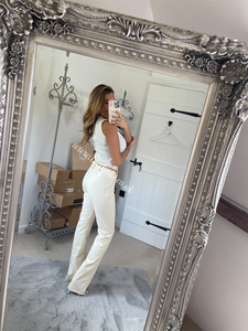 Cream Faux Leather Trousers (CLEARANCE)
