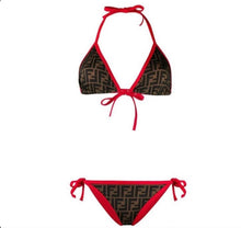 Load image into Gallery viewer, Red/Brown/Black Bikini
