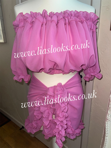 Frilly Ruffle Candy Pink Two Piece Set